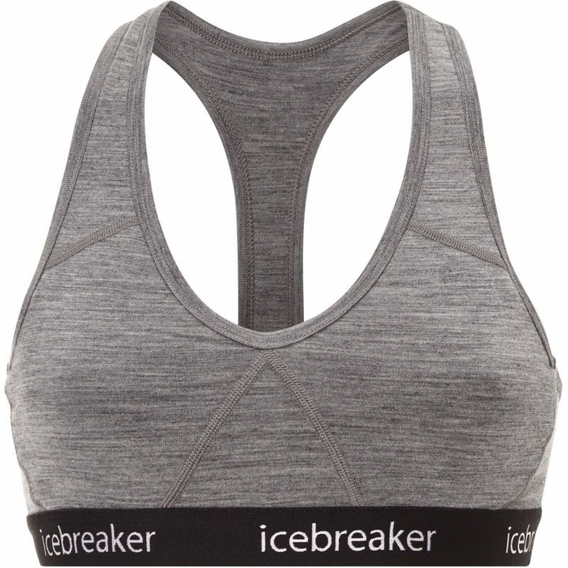 Icebreaker Sprite Racerback Bra – Sport-BH Gritstone HTHR / Black L